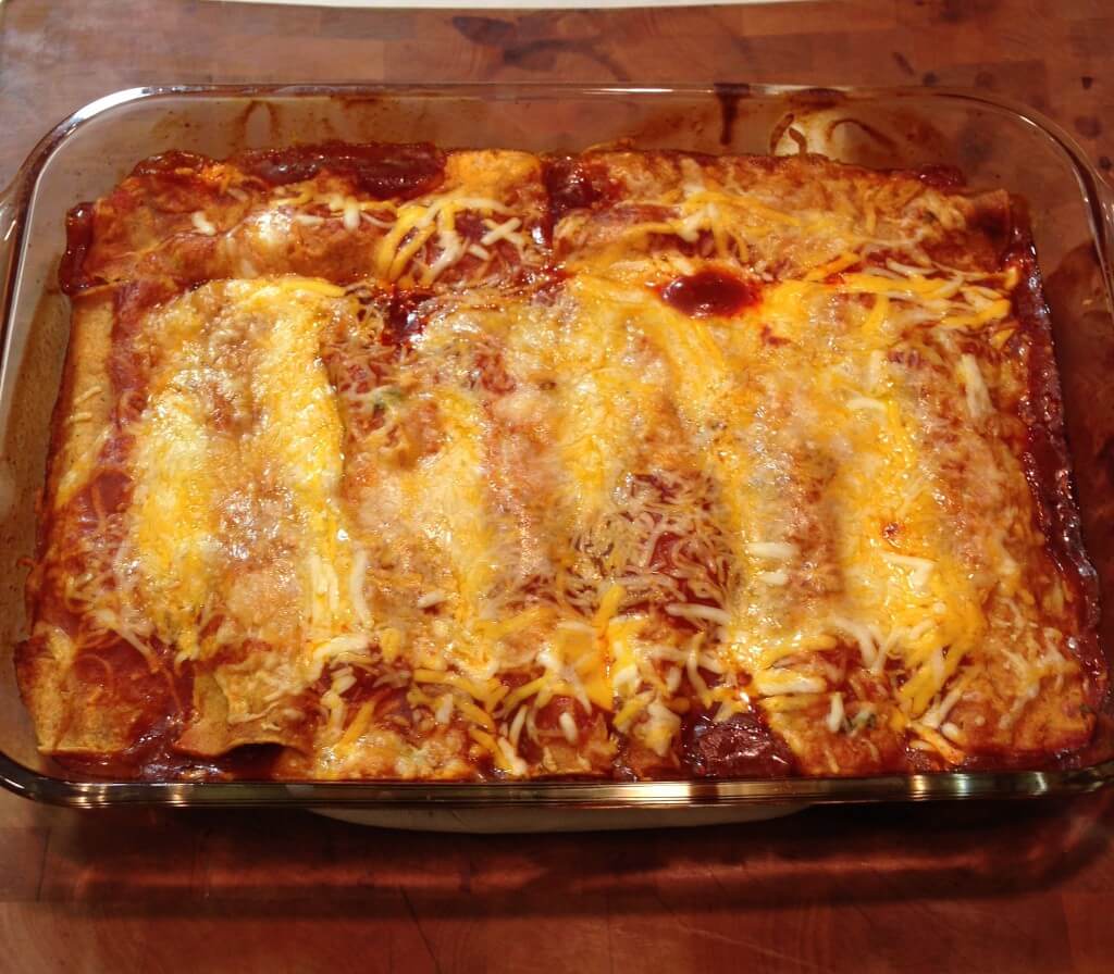 Baked enchiladas hot from the oven.