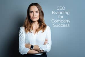 A woman executive with her arms crossed is smiling at the camera with confidence in her CEO branding.